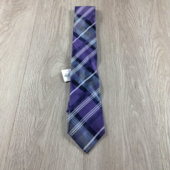 Michael Strahan Collection Purple Plaid Tie - Picture 1 of 3